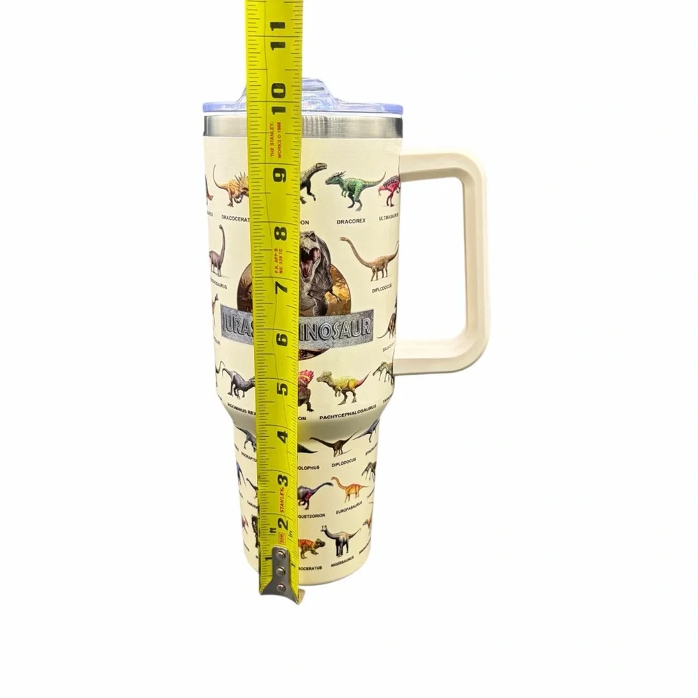 DINOSAUR JUMBO 64 OZ STAINLESS STEEL TRAVEL TUMBLER WITH HANDLE & SLIDE LID
